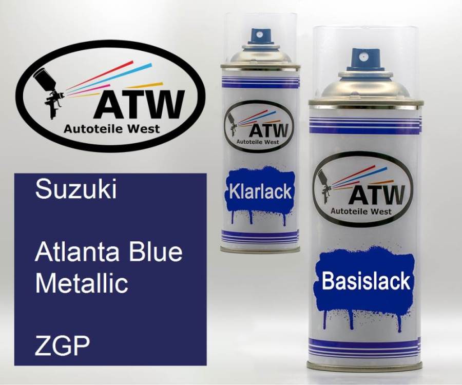 Suzuki, Atlanta Blue Metallic, ZGP: 400ml Sprühdose + 400ml Klarlack - Set, von ATW Autoteile West.